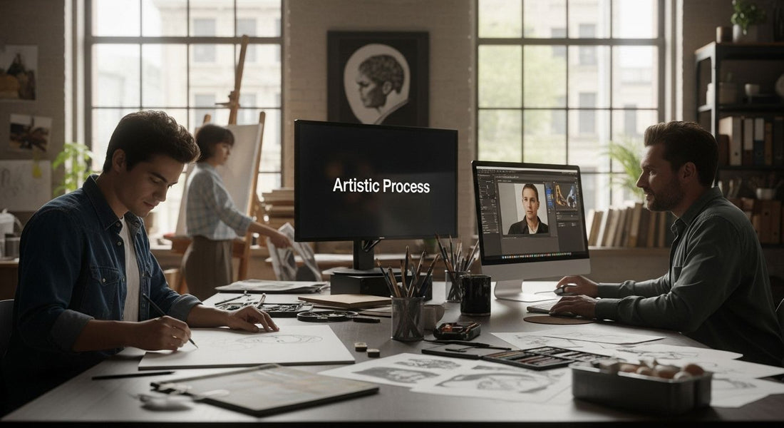 artist studio canvas process