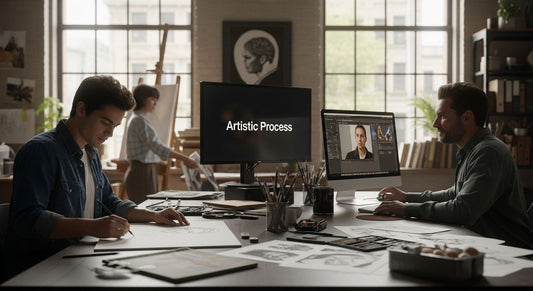artist studio canvas process