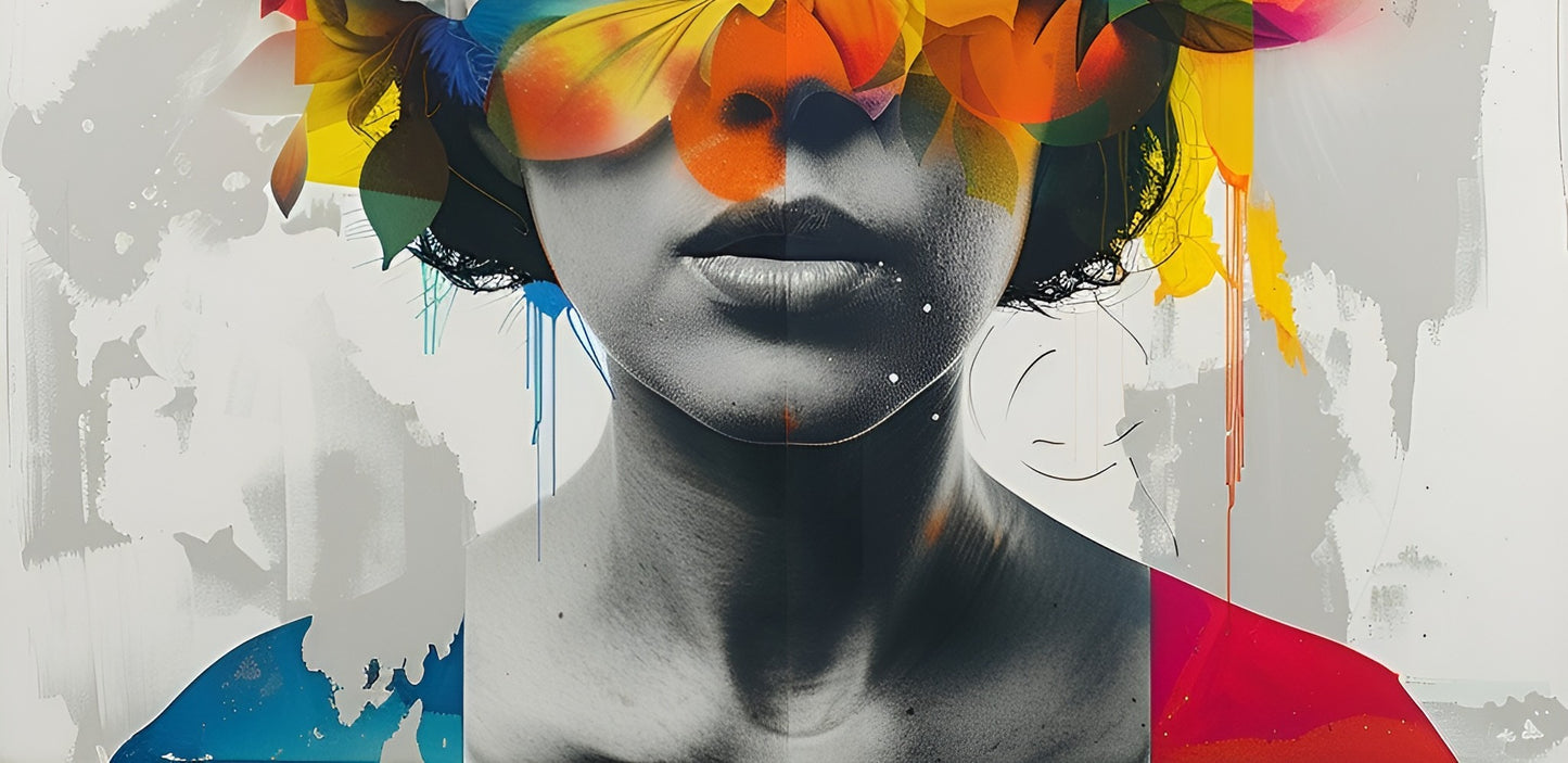 Abstract botanical canvas wall art featuring colorful floral designs, 100x100cm by My Store