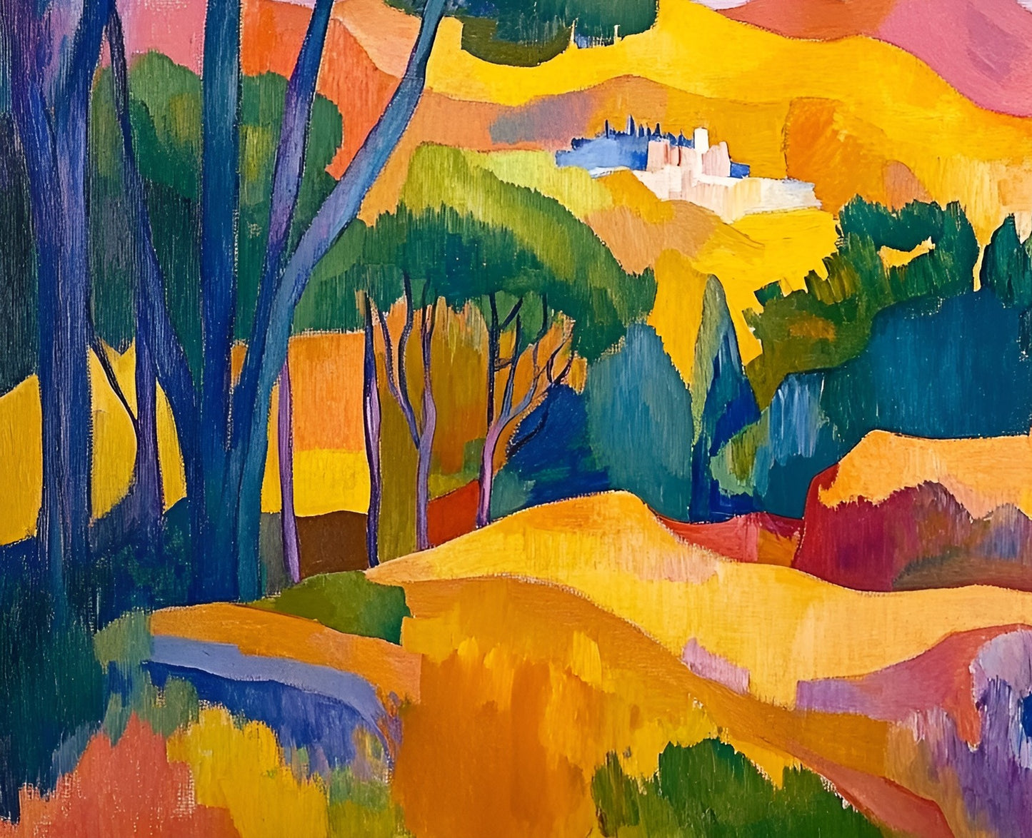 Hills of Harmony Abstract Landscape Art Print 120x90cm Canvas