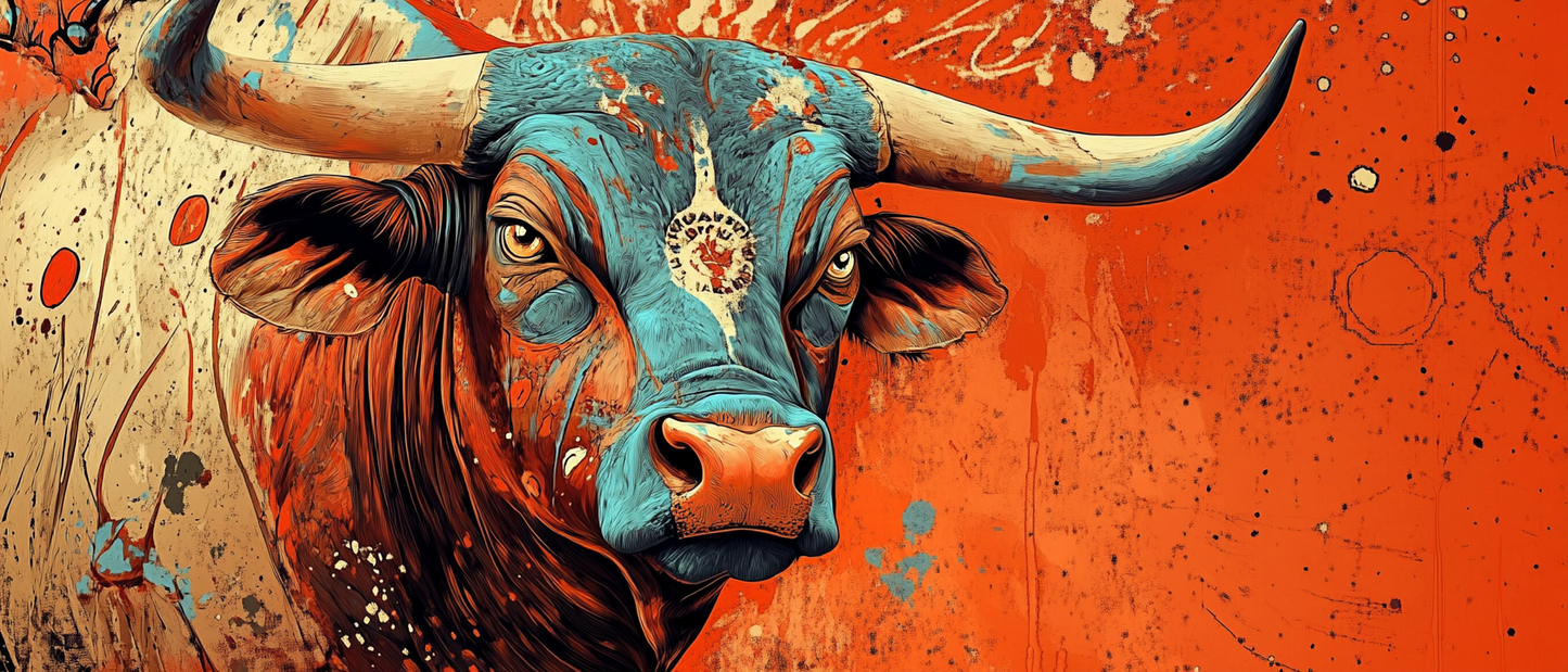 El Toro Ultrawide Canvas Art Print - Bull Digital Artwork 150x64cm
