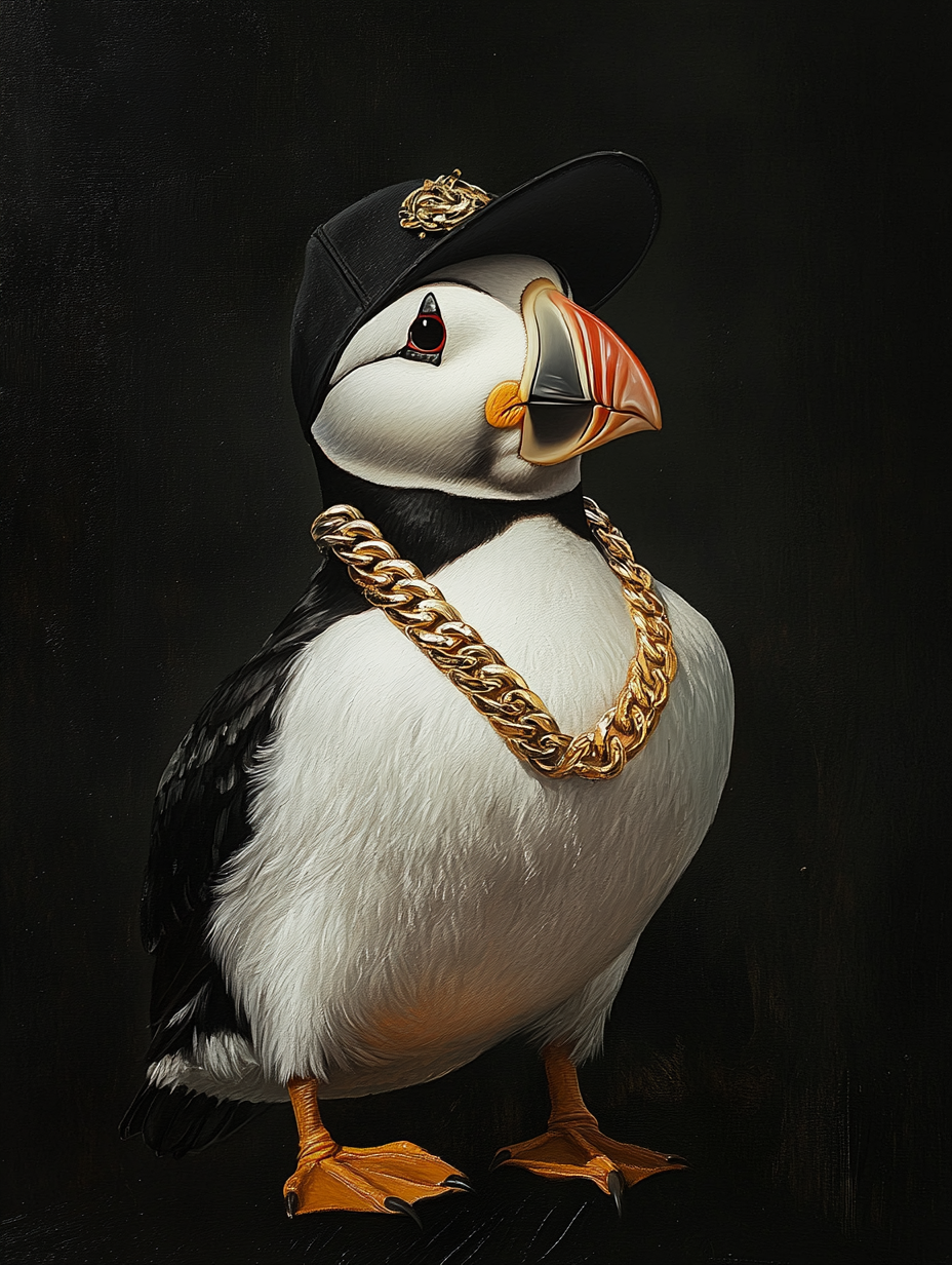 Large 90x120cm canvas print of a colorful puffin, featuring detailed wildlife art by My Store.