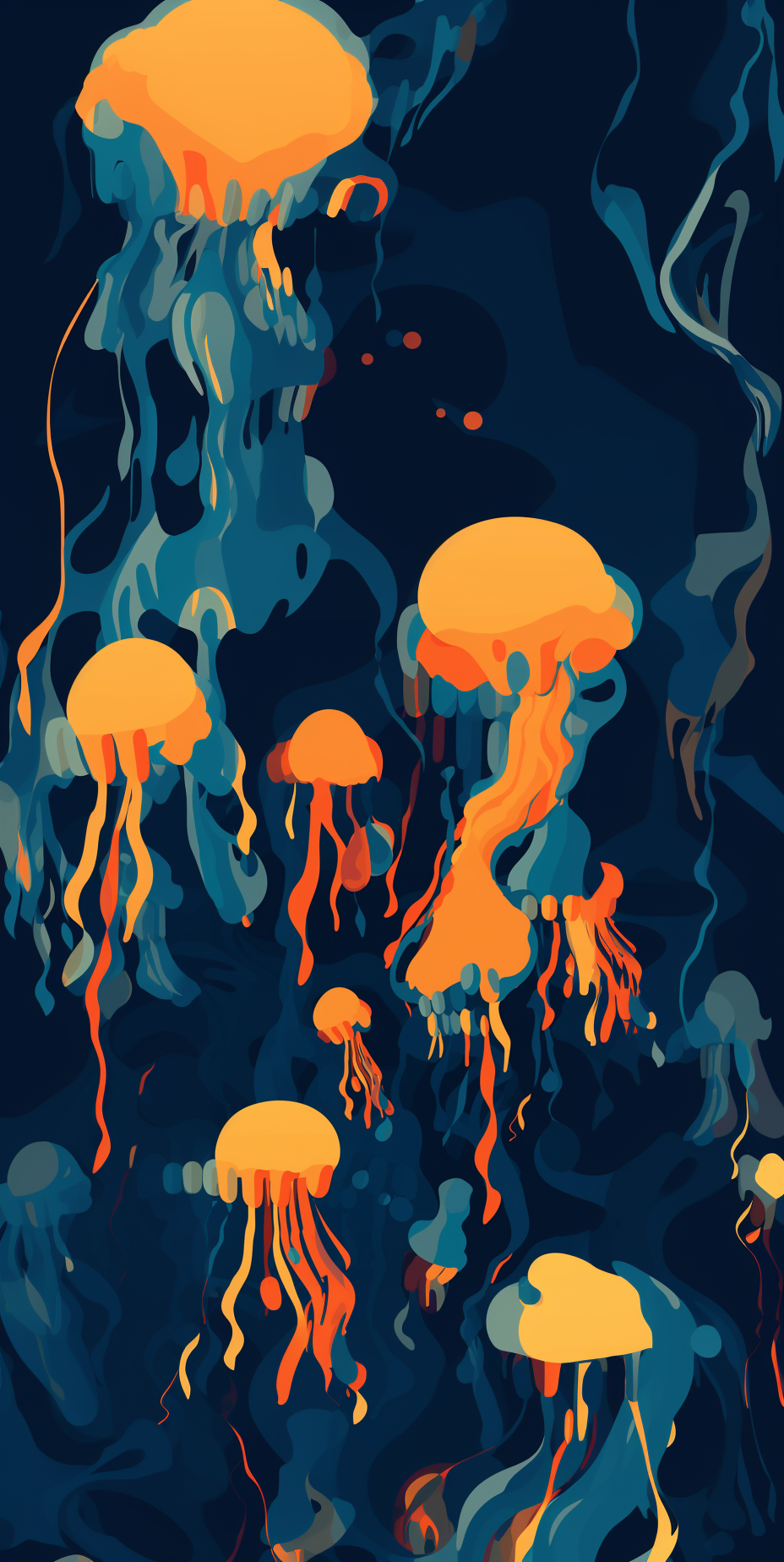 Ethereal Drift abstract canvas art print in blue, 74x130cm, featuring alien figures, by My Store.