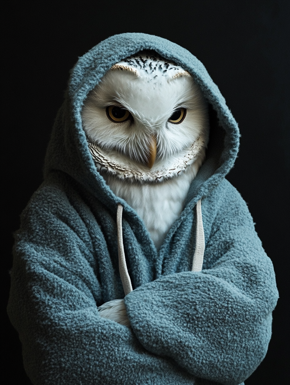 Mr White Owl Portrait Canvas Art - Large Digital Print 90x120cm