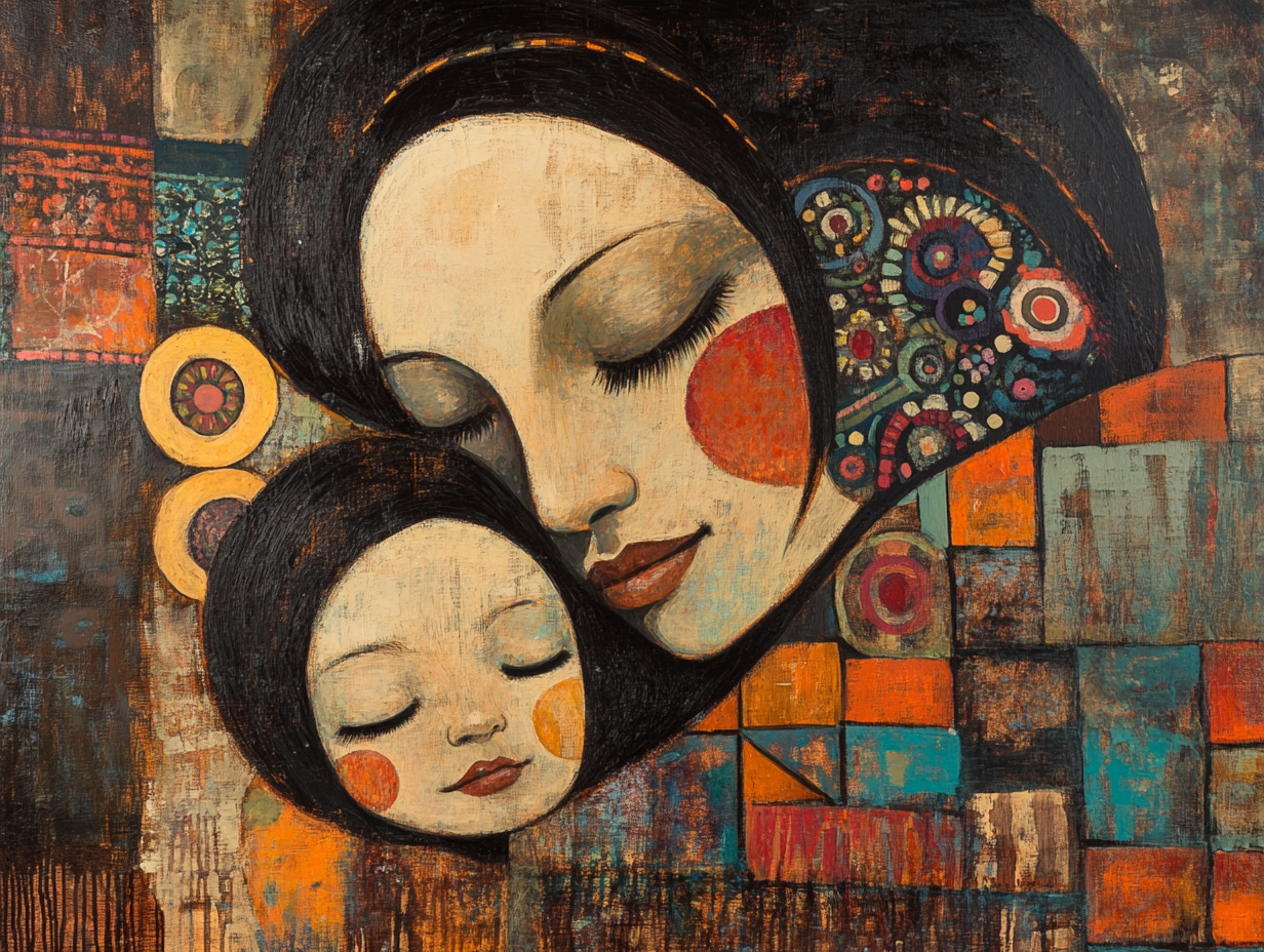 Modern abstract art canvas print featuring soft colors and romantic figures by My Store