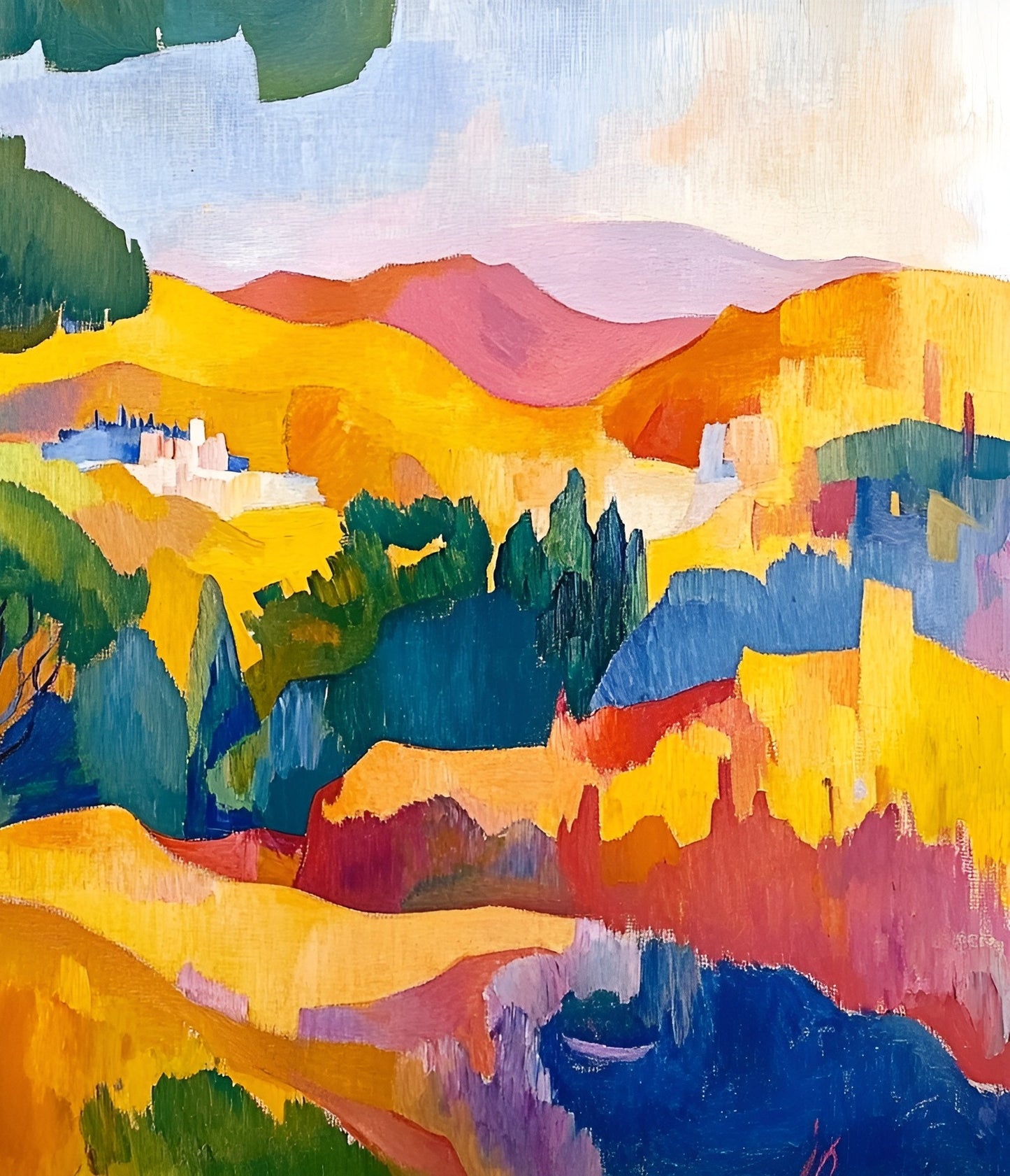 Hills of Harmony Abstract Landscape Art Print 120x90cm Canvas