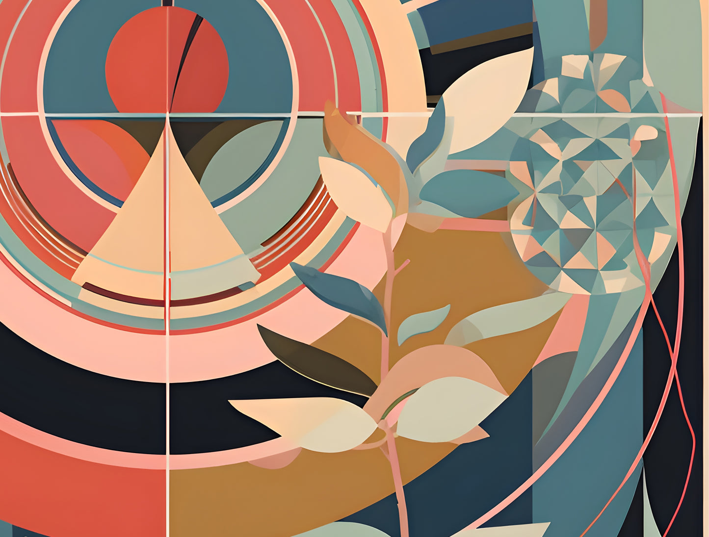 Floral geometric canvas art print in vibrant colors, 100x150cm by My Store, ideal for contemporary home decor.