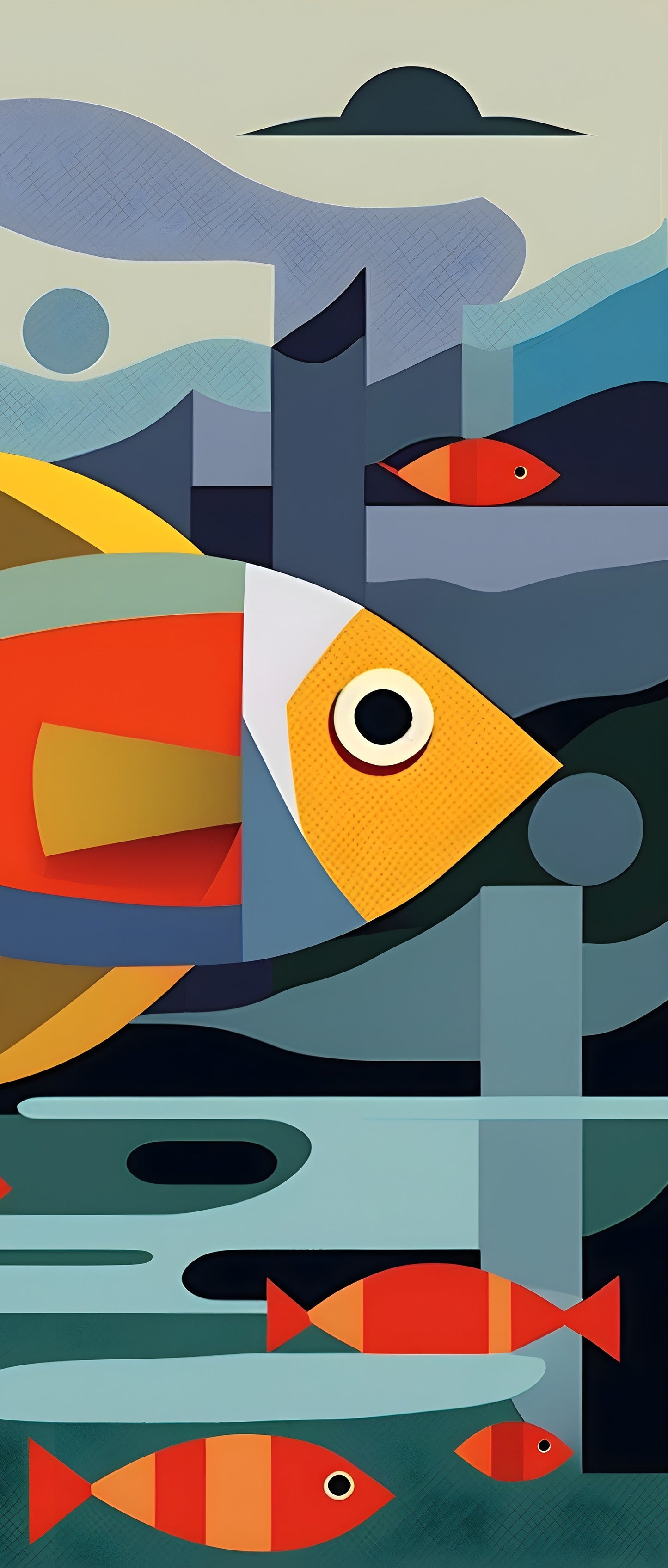 Underwater Symphony canvas art print featuring colorful fish, 120x160cm, by My Store for aquatic-themed decor.