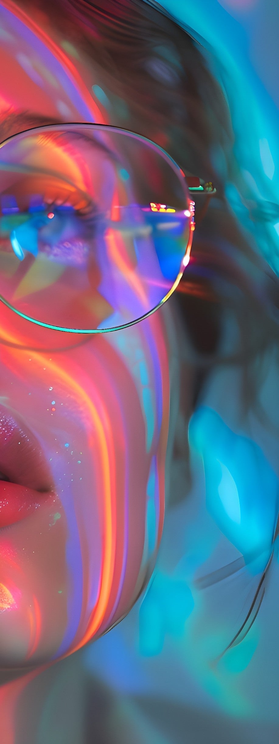 Contemporary portrait print in vibrant neon colors on large 120x120cm canvas by My Store