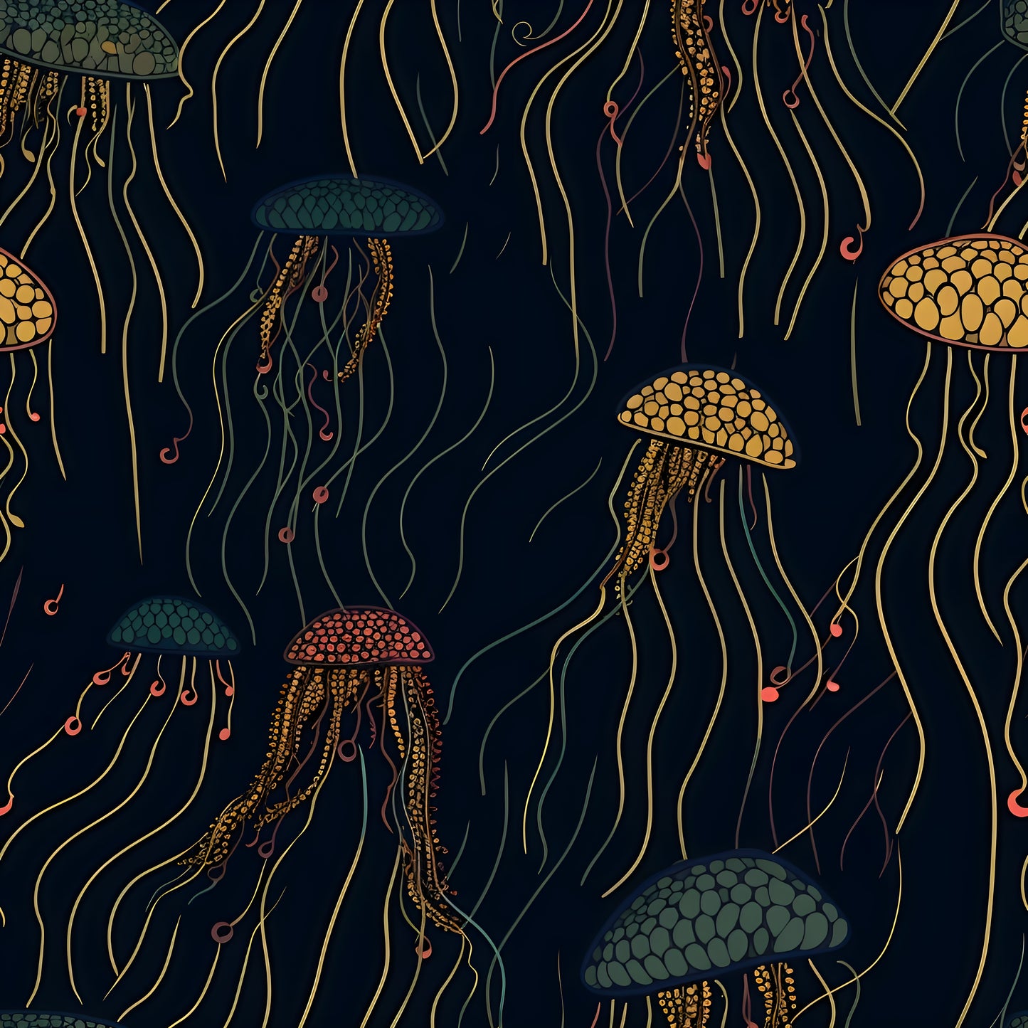 Blue-toned jellyfish canvas print 120x120cm by My Store, ideal for calming bedroom wall decor.