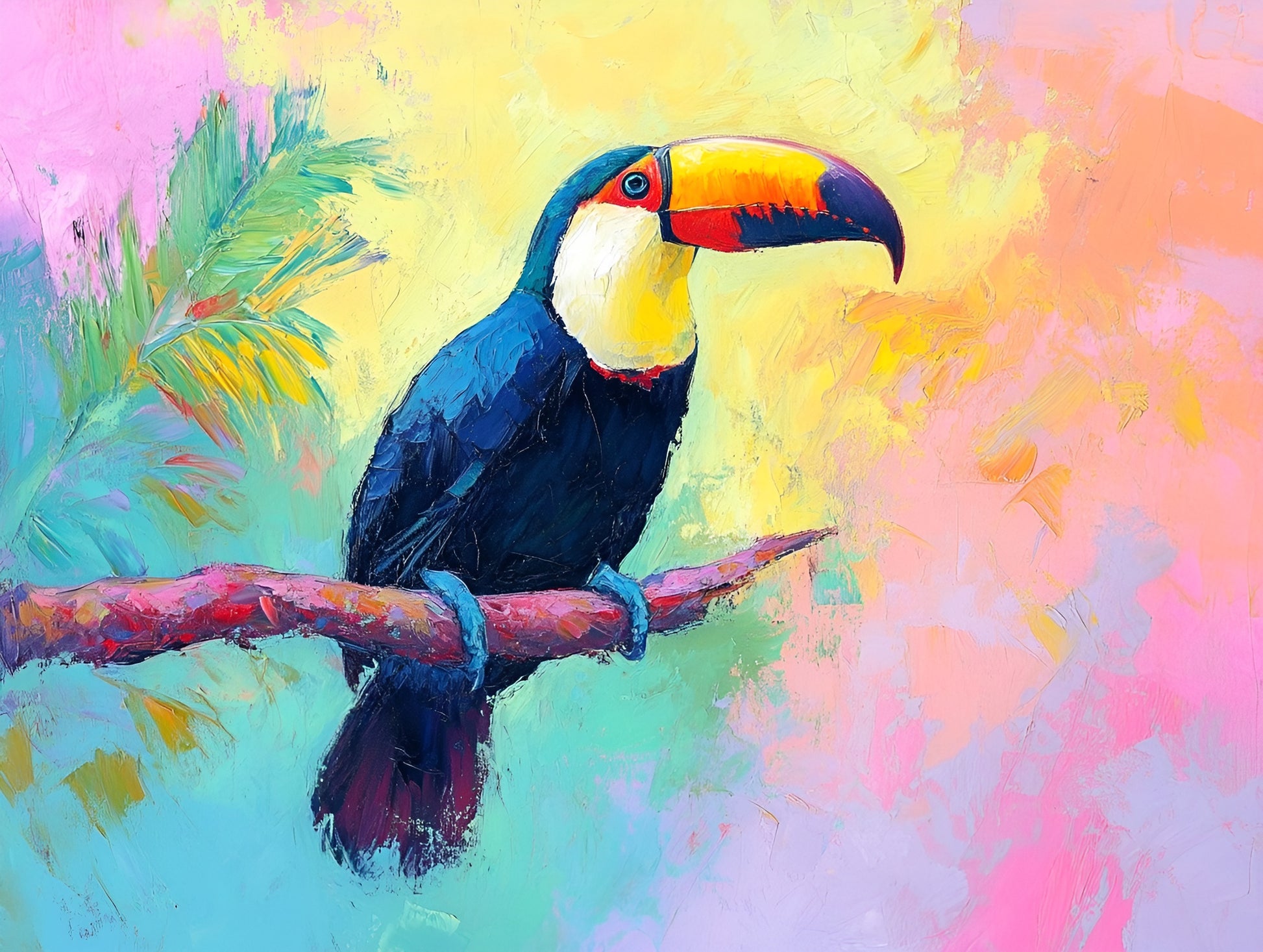 Colorful bird art canvas print by My Store, 90x120cm, featuring vibrant animal portrait for baby room decor.