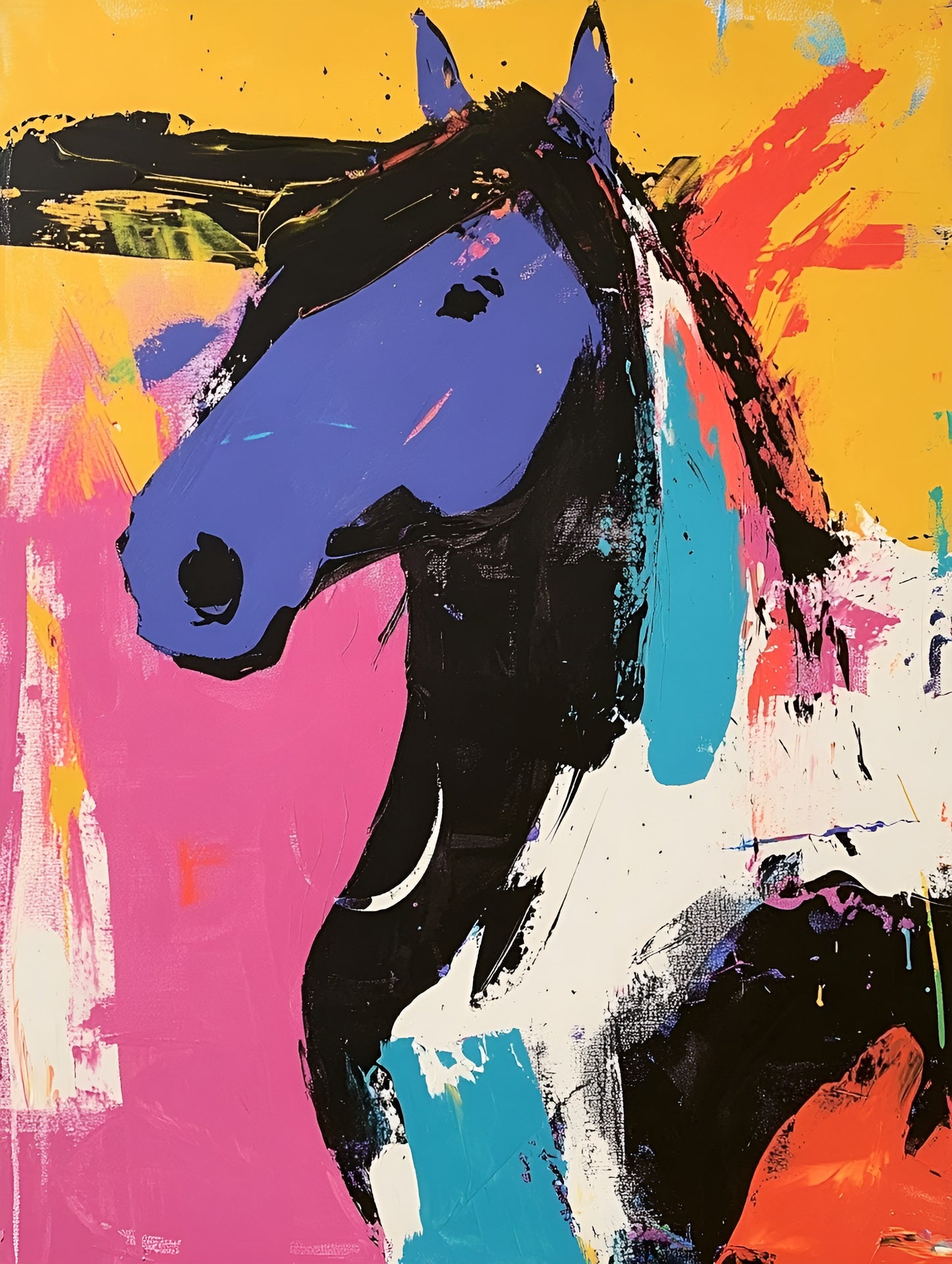 Colorful abstract animal portrait print by My Store featuring bold, vibrant hues