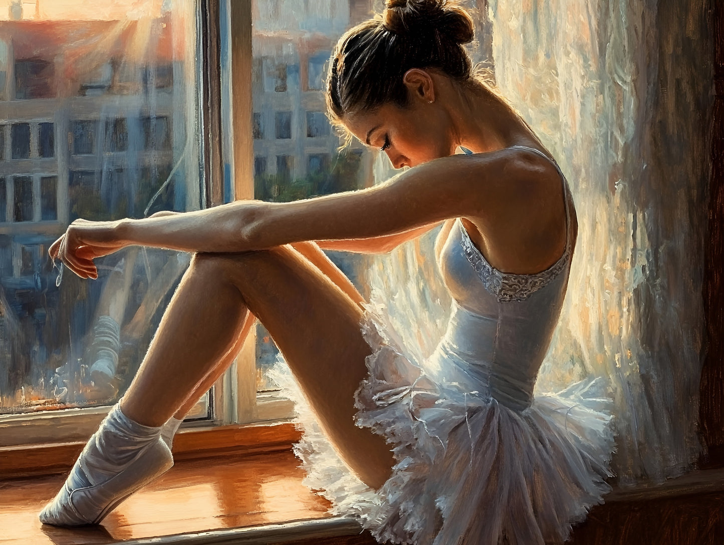 Elegant ballerina portrait print in soft pastels by My Store, perfect for romantic home decor.