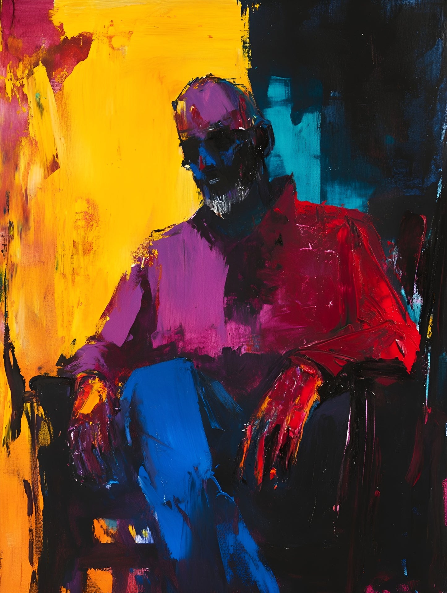 Blue contemporary portrait art print on 365gsm canvas, 120x90cm, by My Store for stylish bedroom decor.