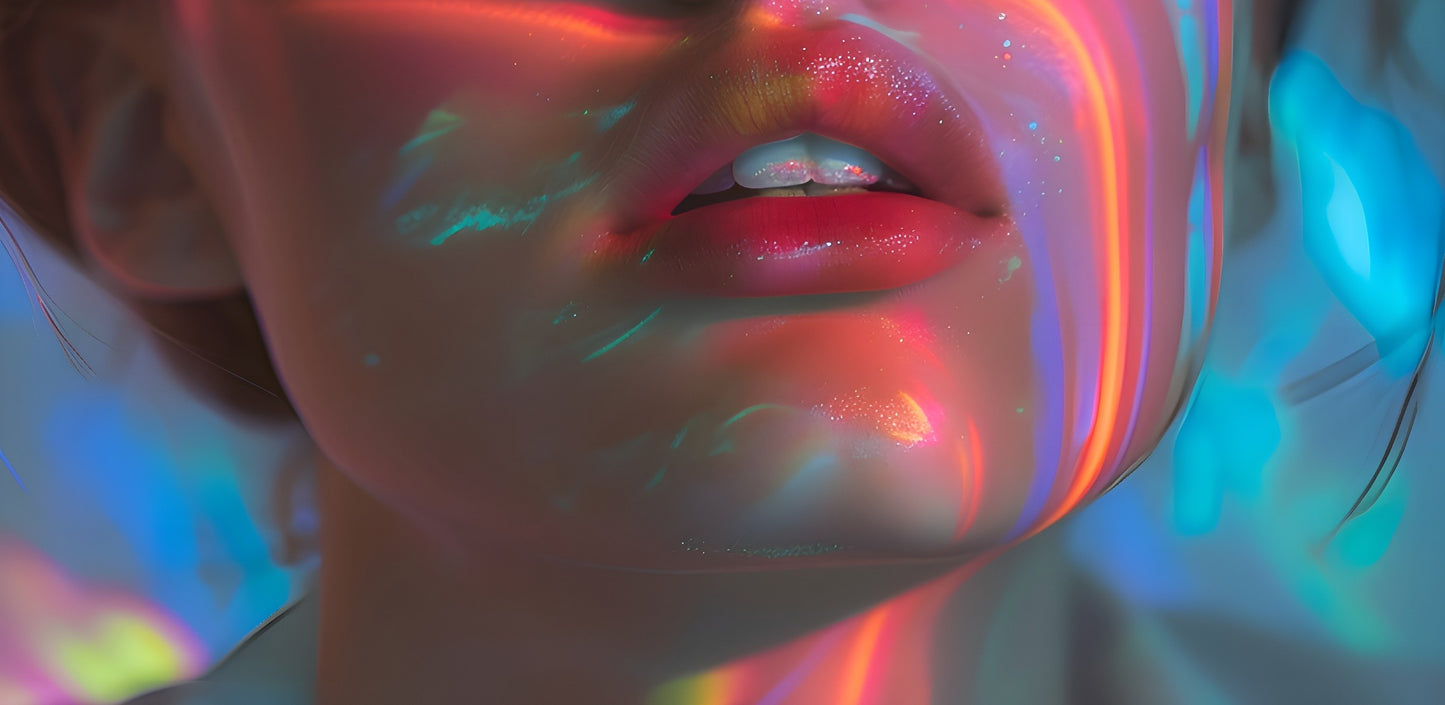 Large 120x120cm contemporary portrait canvas print in vibrant neon colors by My Store