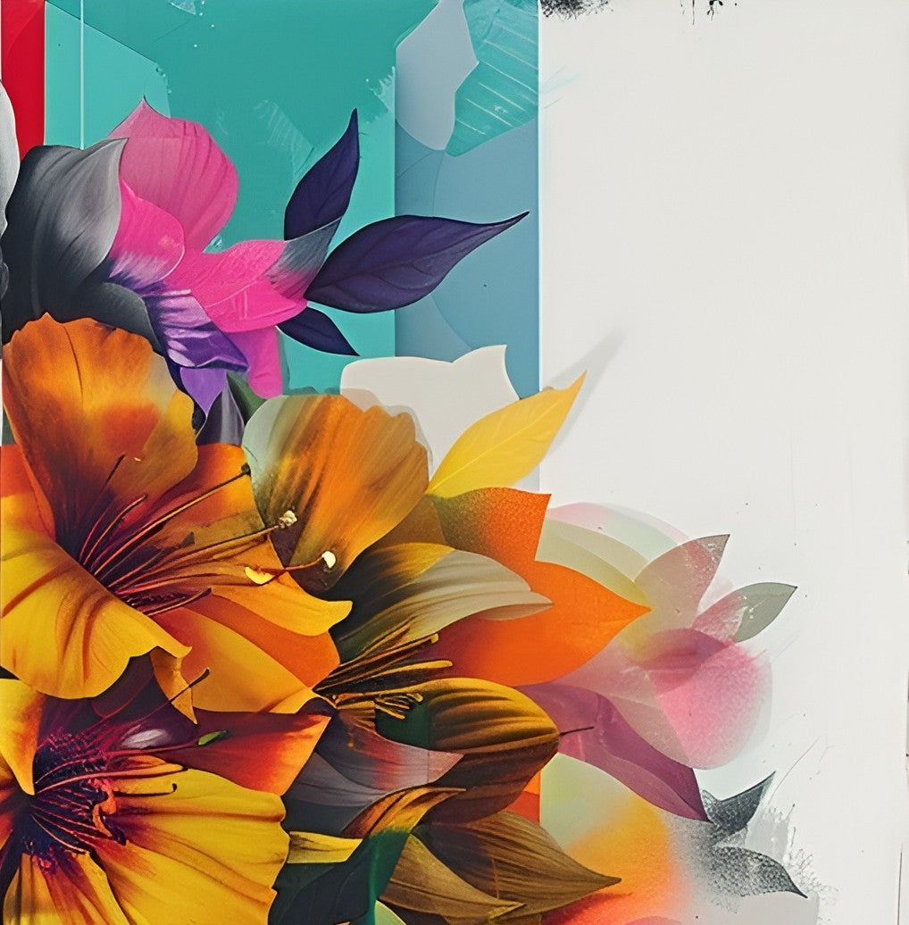 Abstract botanical canvas wall art featuring vibrant floral patterns in a 100x100cm size by My Store
