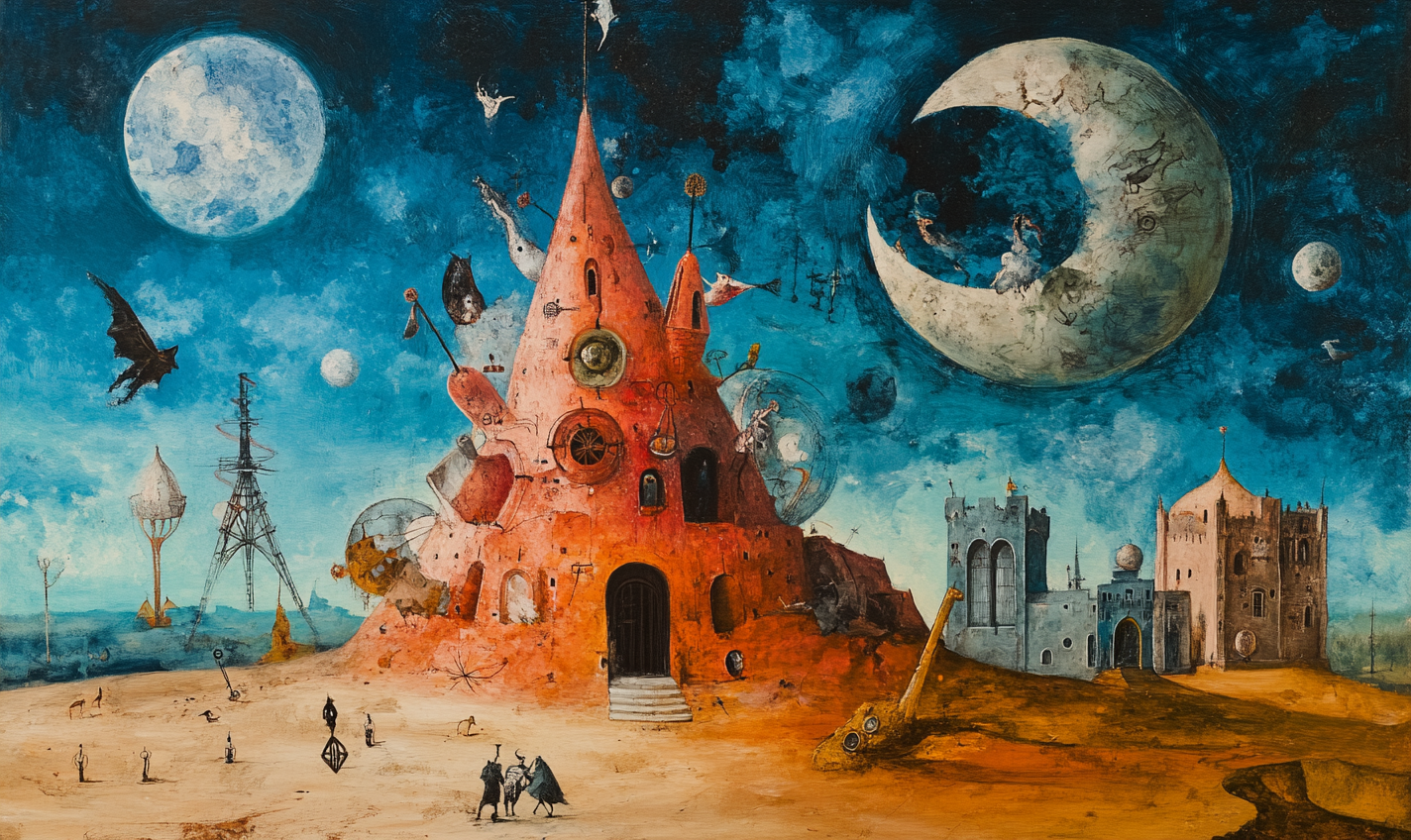 Surreal anthill digital art print on canvas, 80x47cm, by My Store, featuring vibrant colors and intricate details.