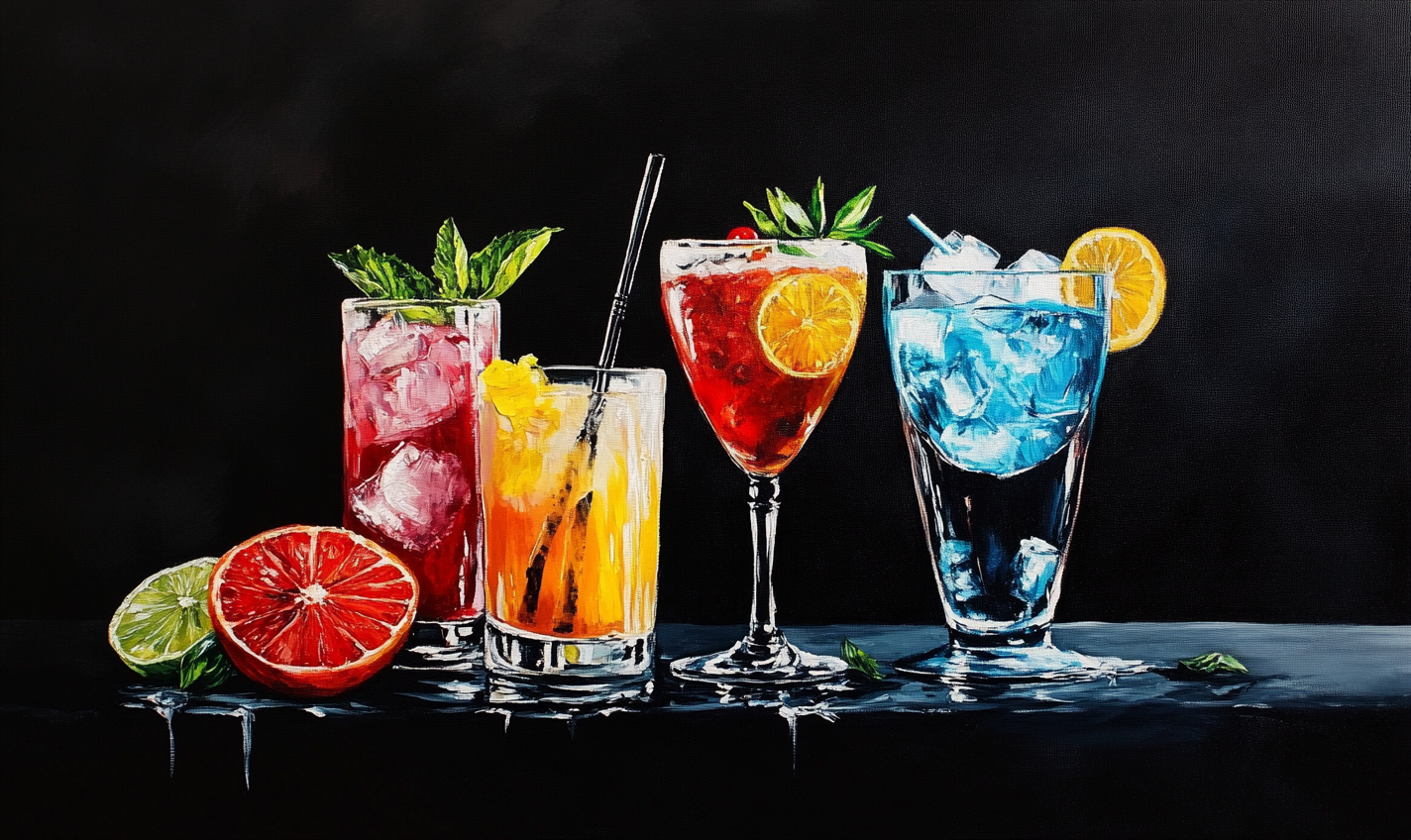 Cocktail Wall Art Canvas Print - Digital Artwork Giclée 130x77cm