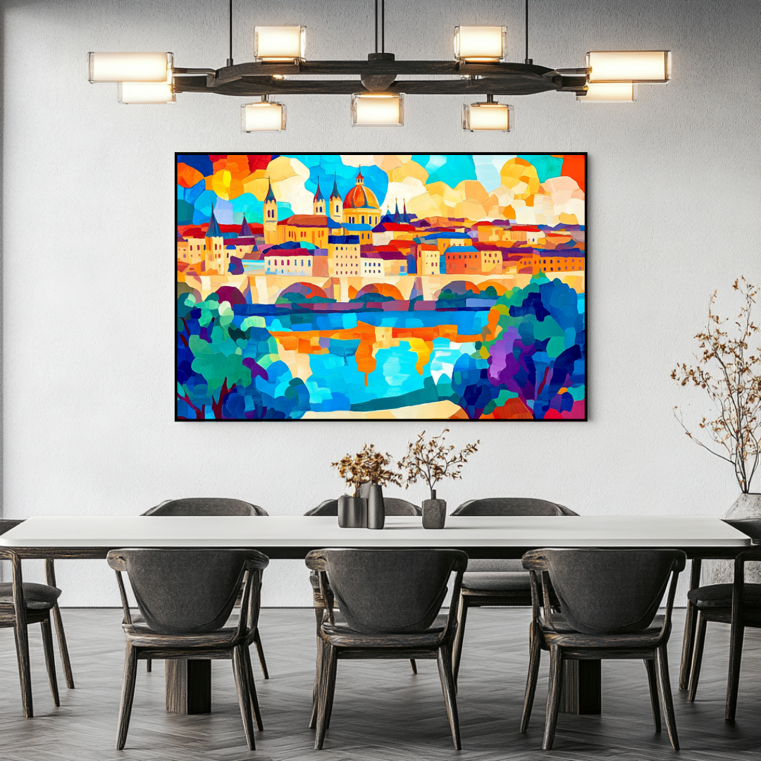 Golden Arches of Verona abstract canvas print, digital art giclée, 130x93cm by My Store
