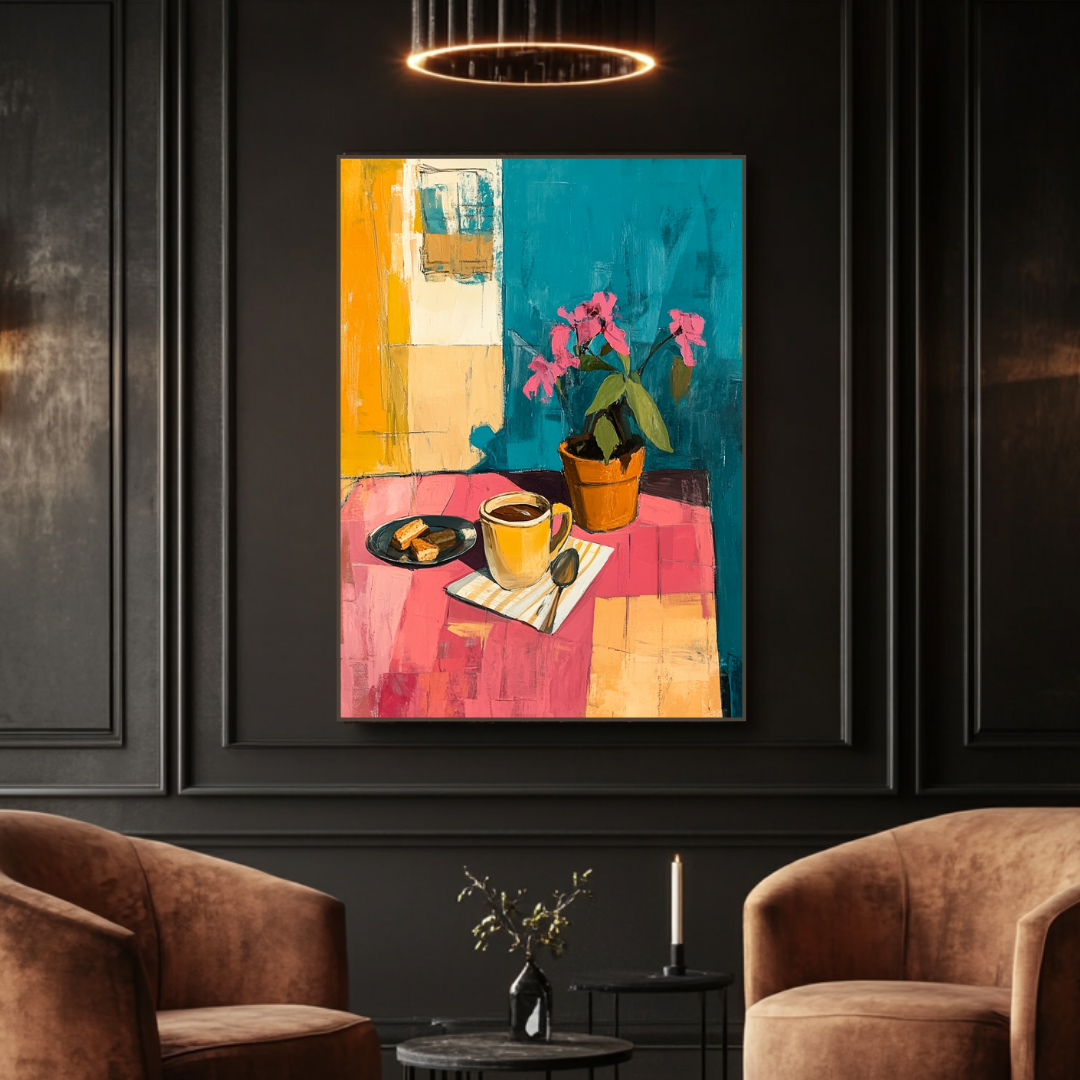 Coffee In A Rush Digital Art Print | Modern Canvas Wall Art 90x120cm