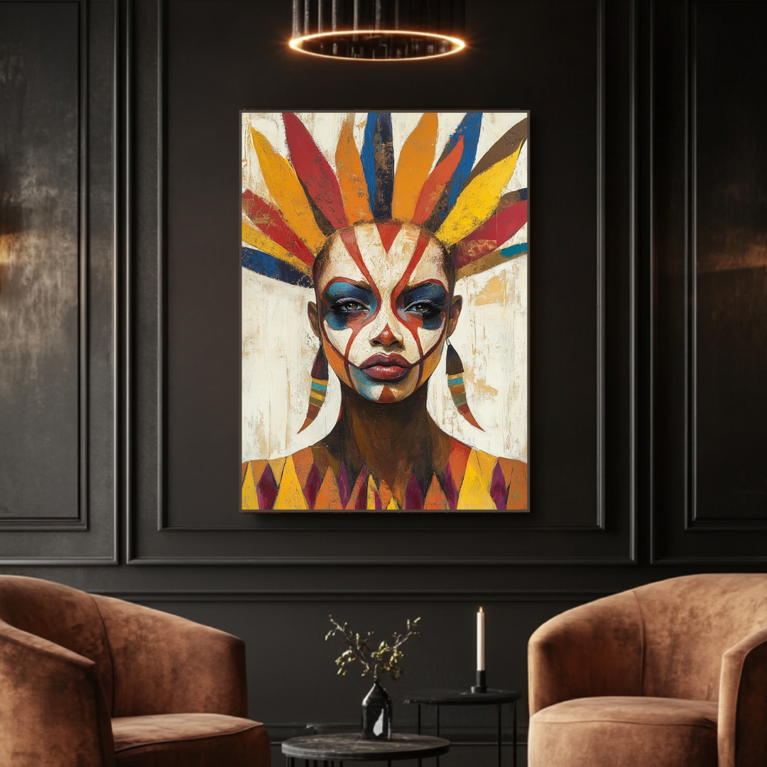 Modern art print 'Patience' featuring a female portrait in vibrant colors by My Store