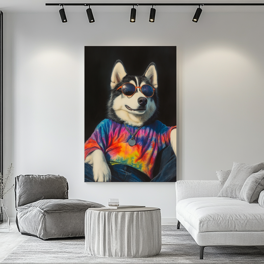 Ice Surfer digital art print on canvas featuring an anthropomorphic animal portrait, 90x120cm by My Store.
