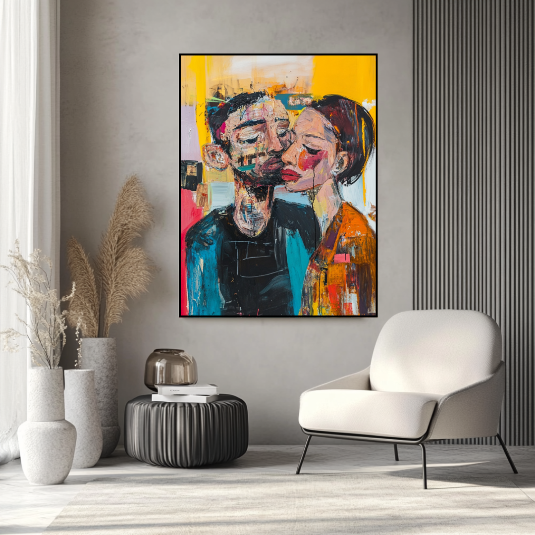 Romantic canvas art print featuring 'I Will Never Let You Go' in soft colors, 90x120cm by My Store