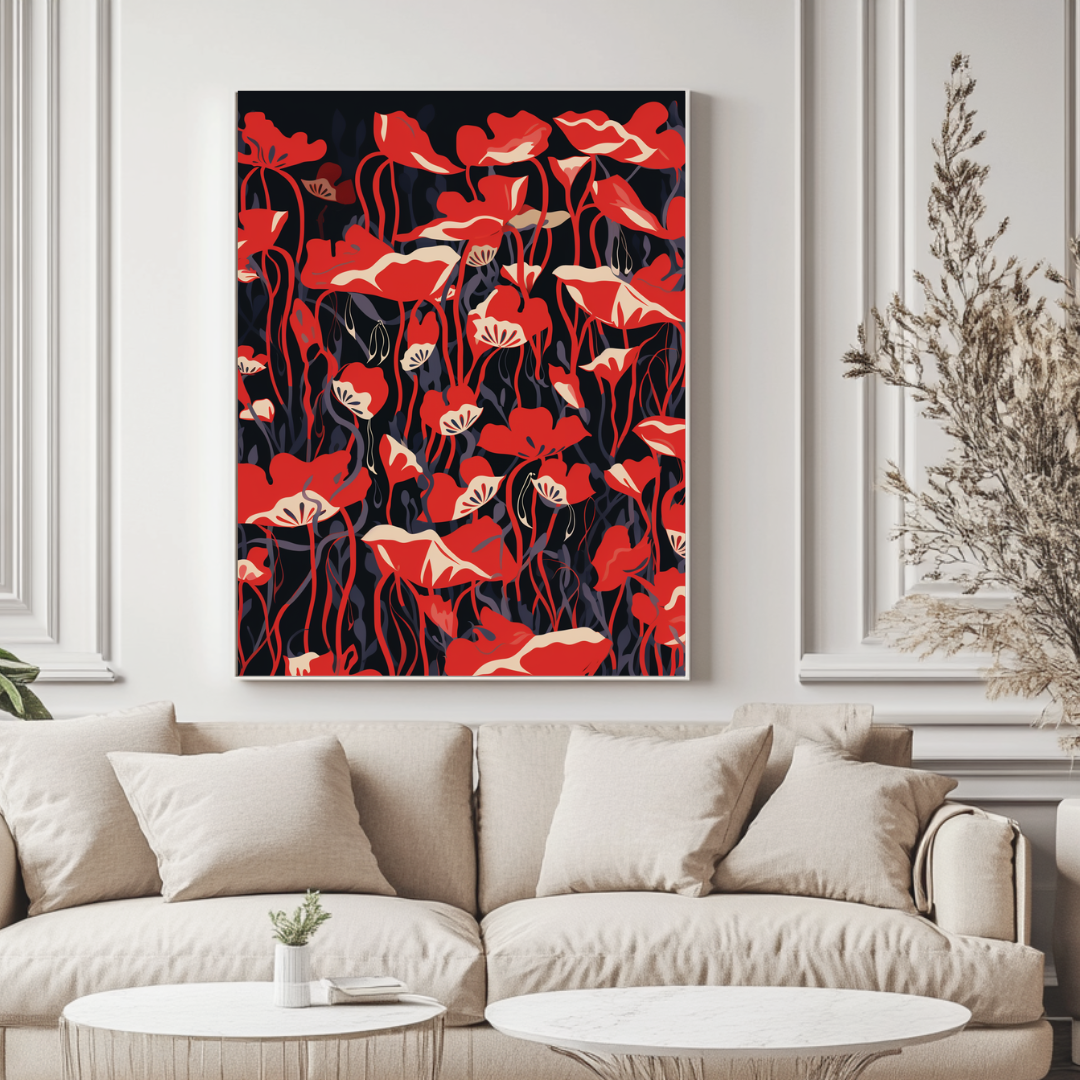 Large colorful tulip field canvas print by My Store, 90x120cm, perfect for bedroom decor.