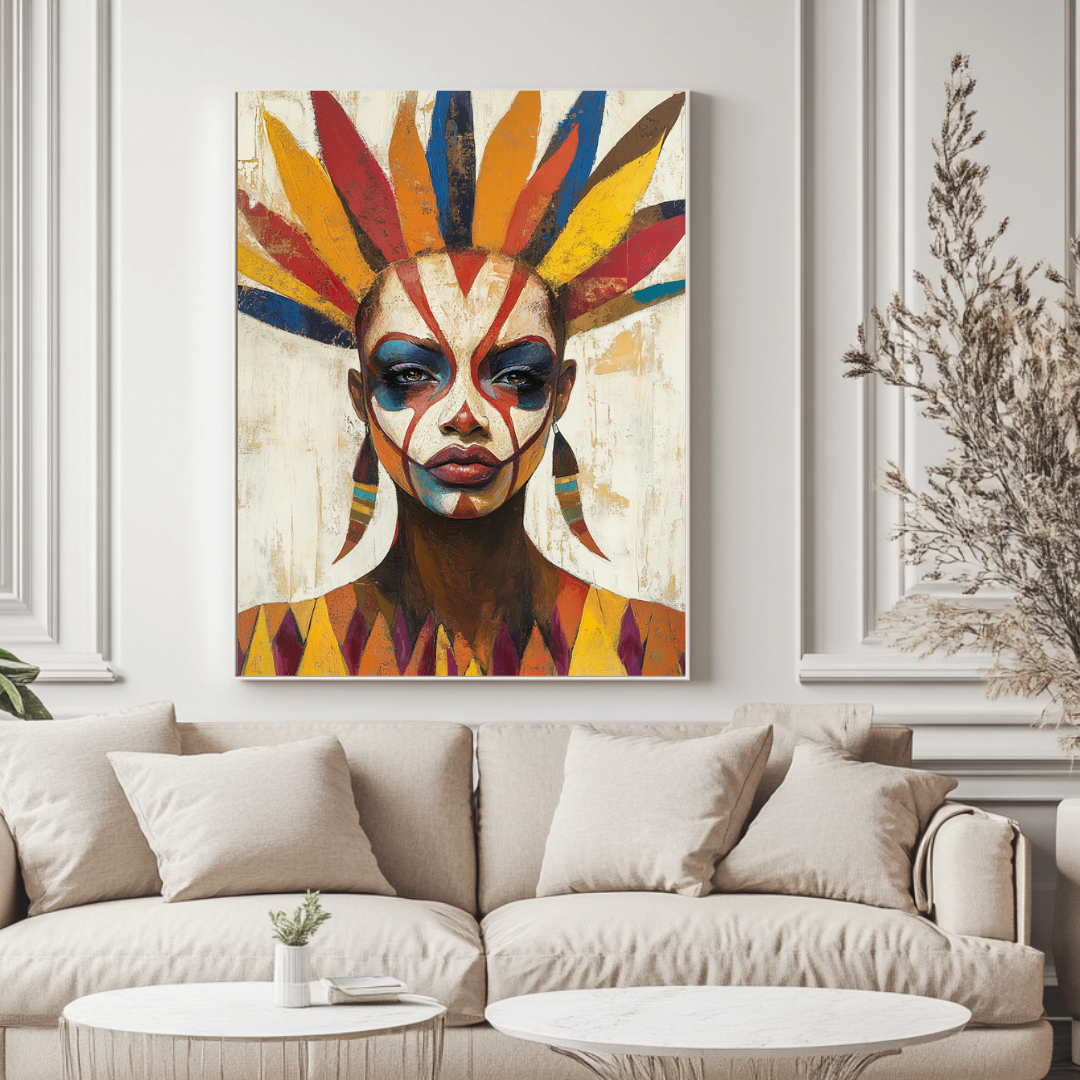 Modern art print featuring a female portrait, vibrant colors, by My Store, perfect for 18th birthday celebrations.