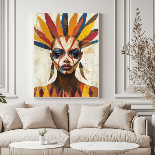 Modern art print featuring a female portrait, vibrant colors, by My Store, perfect for 18th birthday celebrations.