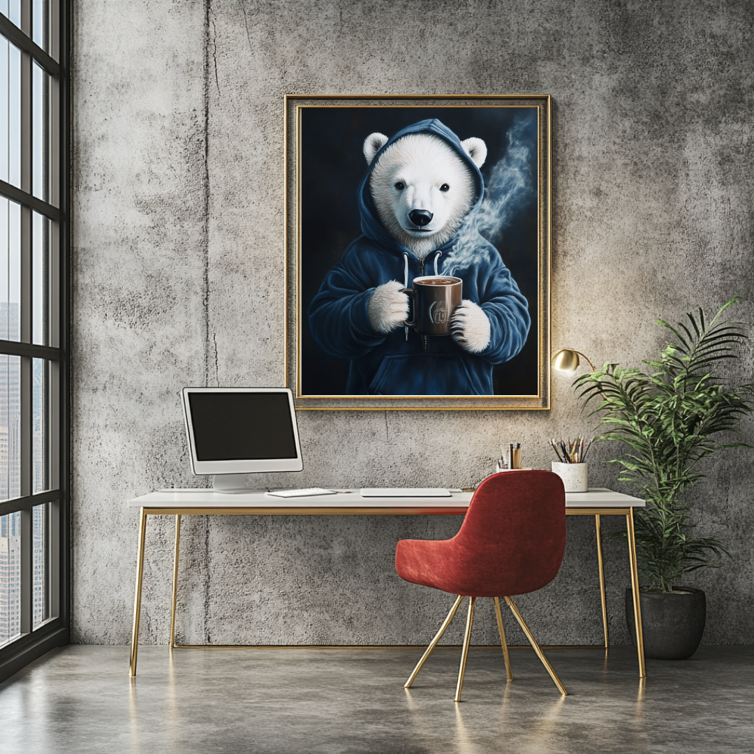 Colorful anthropomorphic animal hot tea digital art print on canvas by My Store