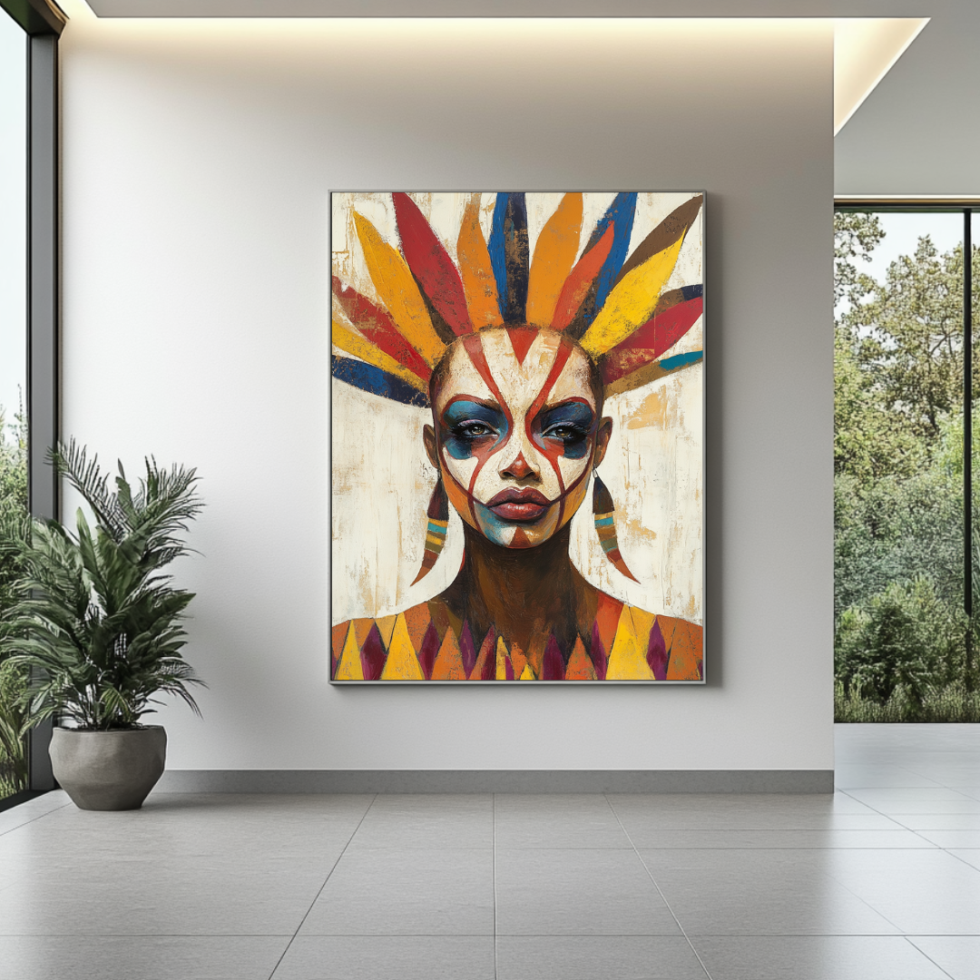 Modern art print 'Patience' featuring a female portrait in vibrant colors by My Store