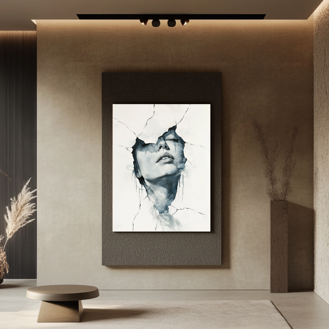 Large abstract marble lady canvas print in vibrant colors, 90x120cm, by My Store for stylish bedroom decor.