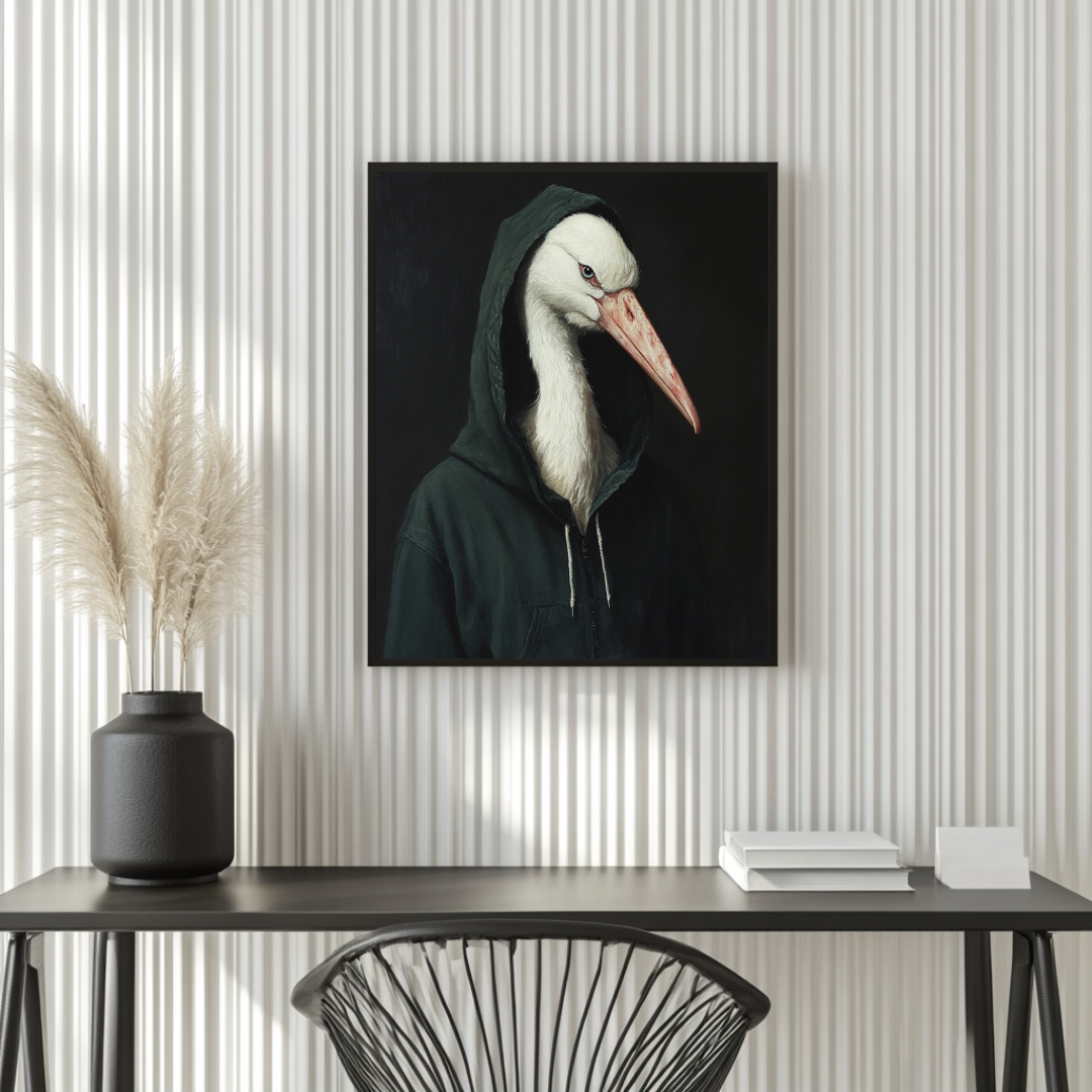 Large canvas wall art print featuring a colorful anthropomorphic animal portrait, 90x120cm by My Store.