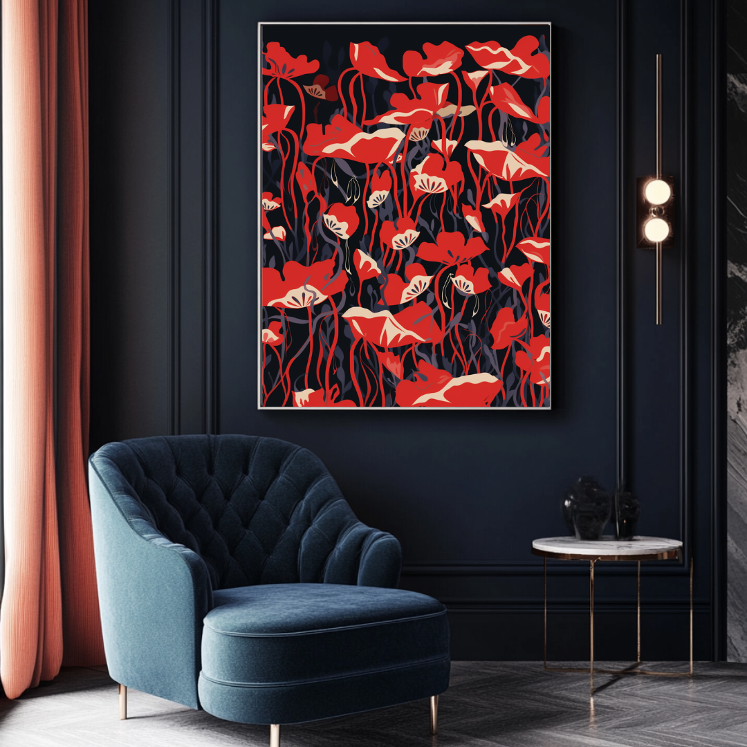 Large colorful tulip field canvas print by My Store, 90x120cm, perfect for bedroom decor.