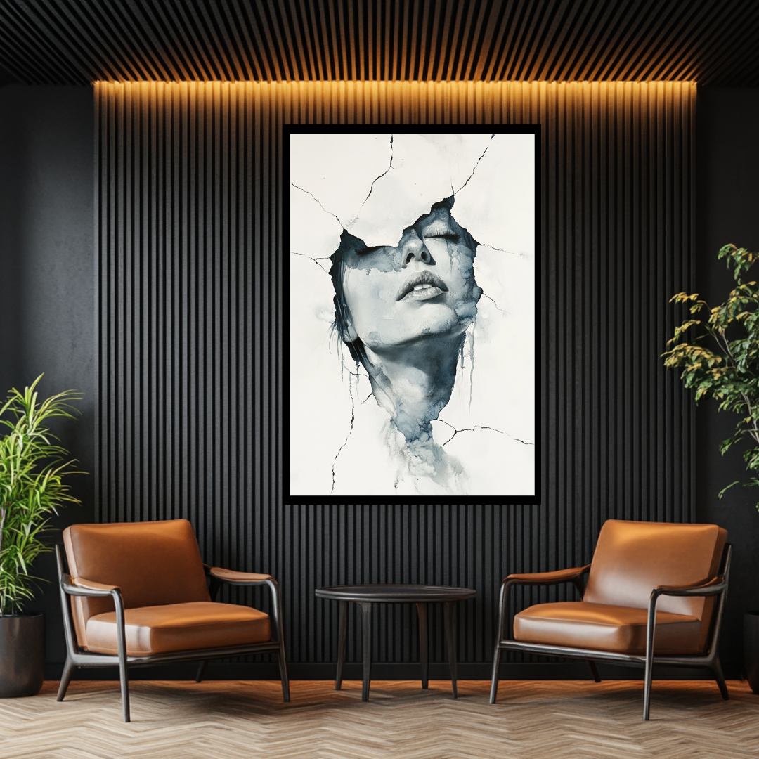 Large abstract marble lady canvas print in vibrant colors, 90x120cm, by My Store for stylish bedroom decor.
