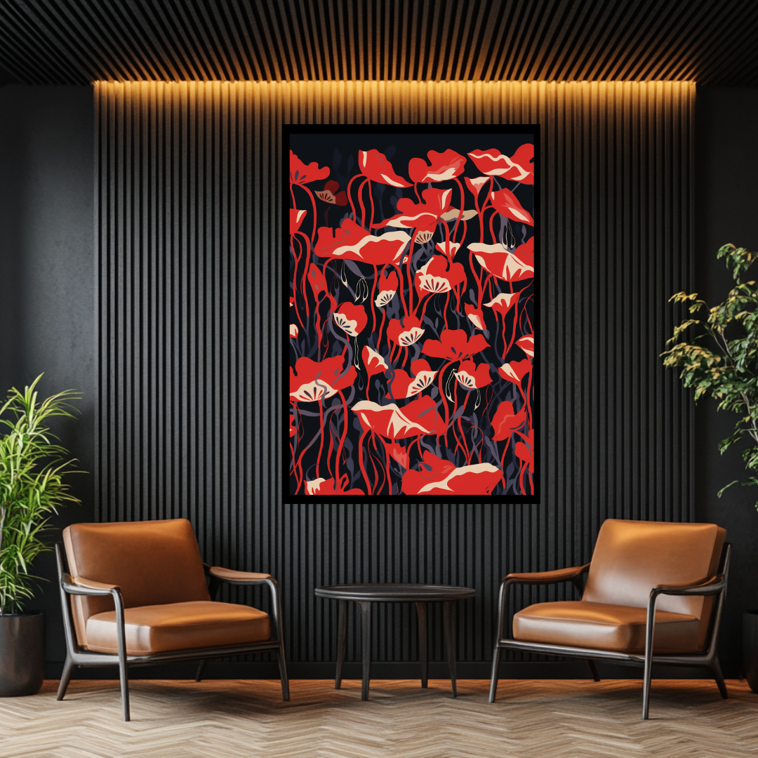 Large colorful tulip field canvas print by My Store, 90x120cm, perfect for vibrant bedroom decor.