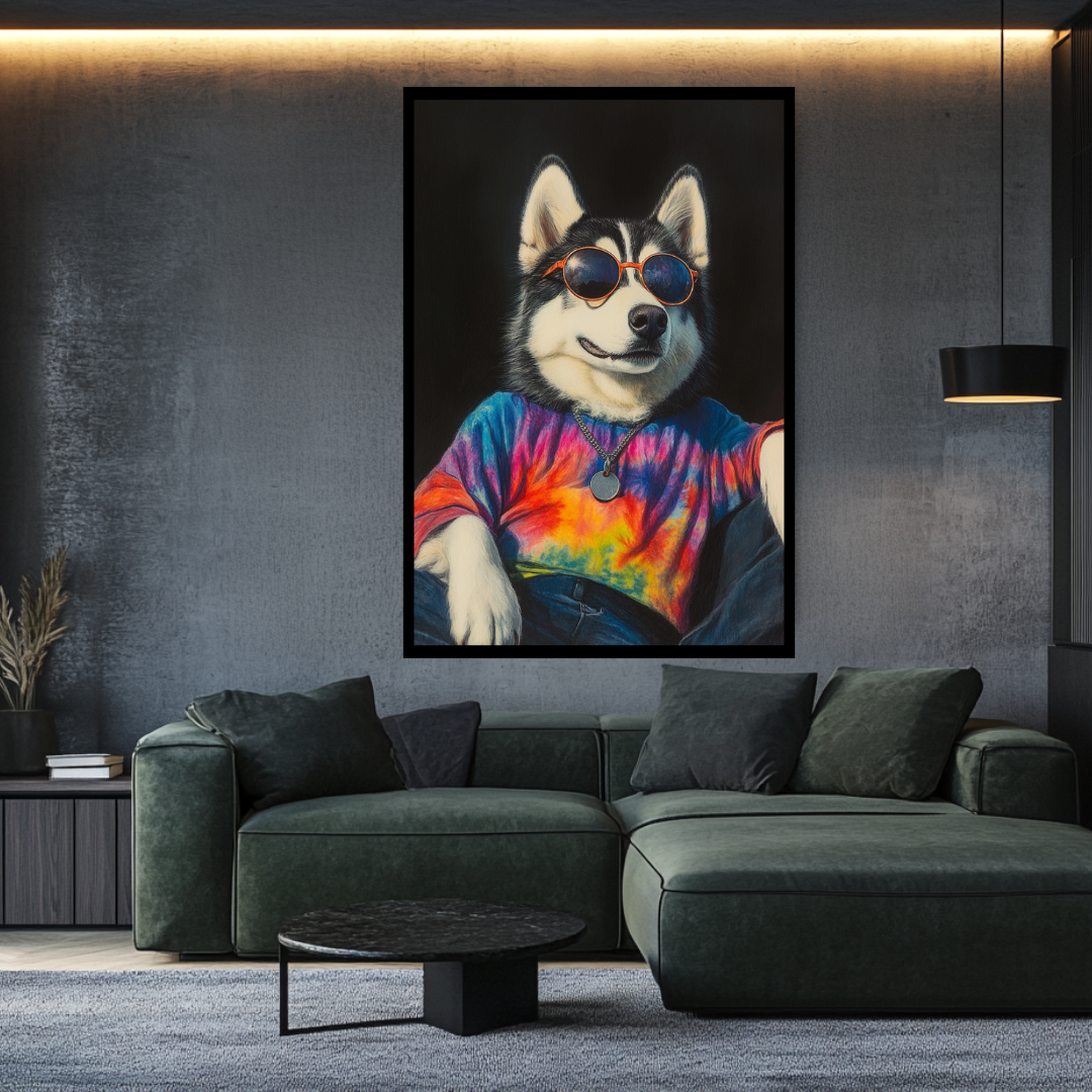 Ice Surfer digital art print on canvas featuring an anthropomorphic animal portrait, 90x120cm by My Store.