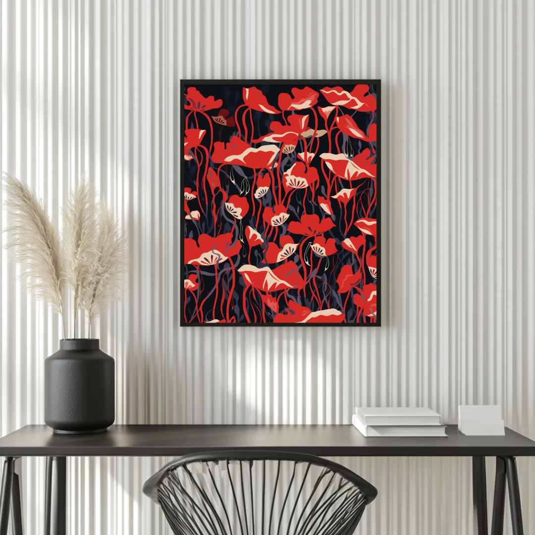 Large colorful tulip field canvas print by My Store, 90x120cm, perfect for bedroom decor.