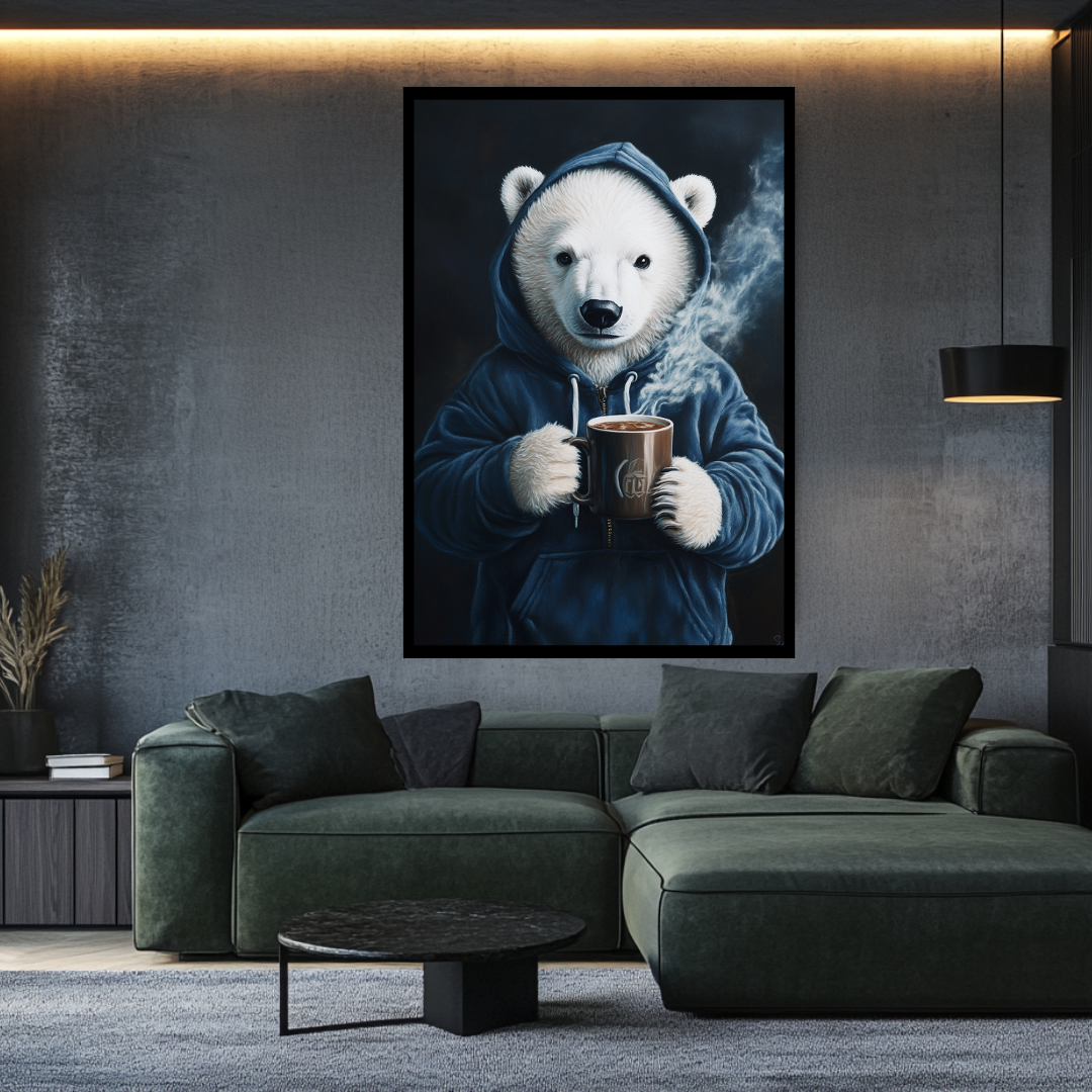 Colorful anthropomorphic animal tea print on canvas by My Store, featuring whimsical design and vibrant colors.