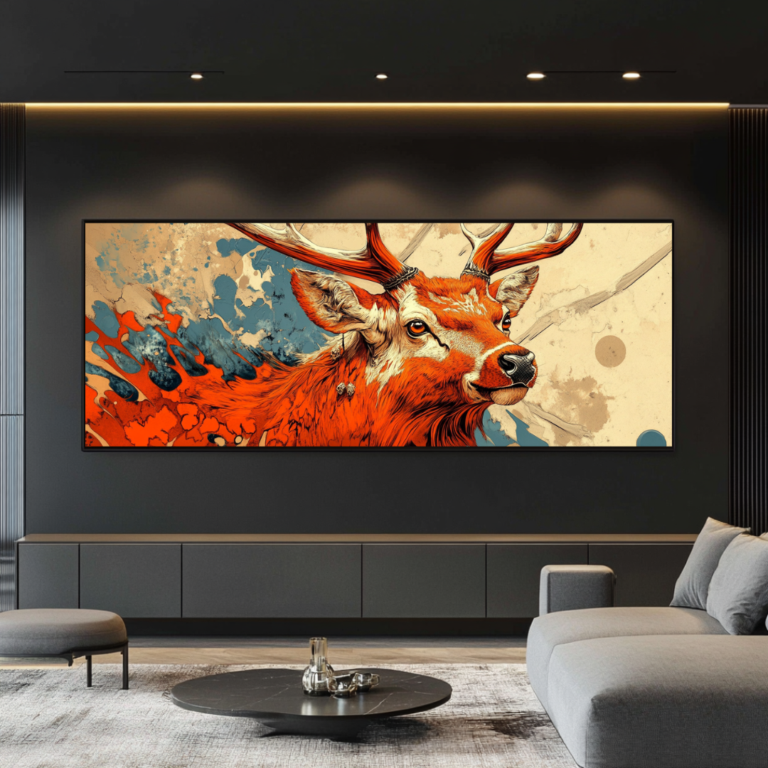 Red Deer Ultrawide Canvas Print - Large Wildlife Wall Art 150x64cm