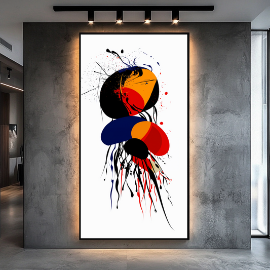 Abstract canvas print featuring alien figures in vibrant colors by My Store