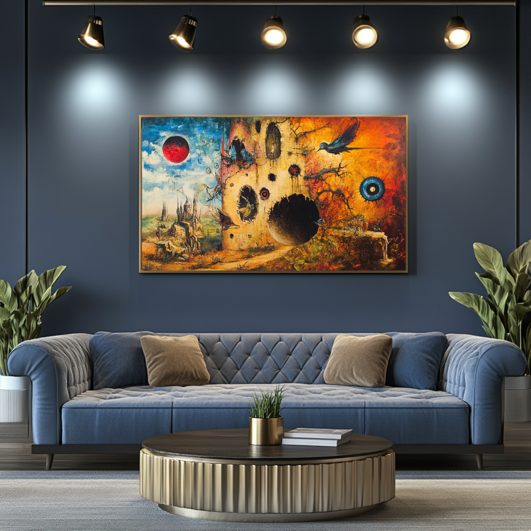 Colorful insect art giclée canvas print by My Store, 80x47.6cm, perfect for bedroom decor.