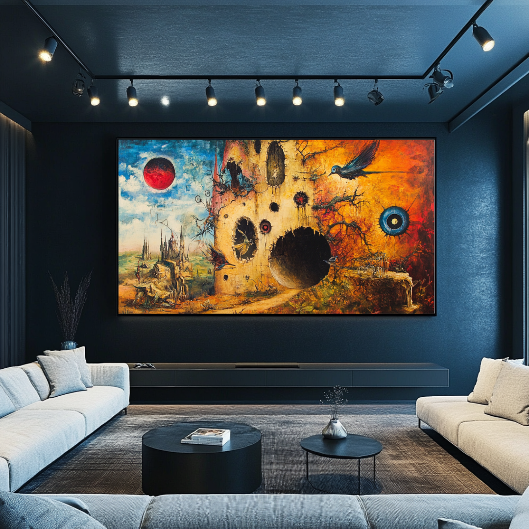 Colorful insect art canvas print by My Store, digital giclée, 80x47.6cm, perfect for bedroom decor.