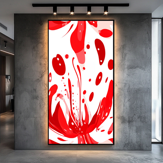 Large botanical canvas print featuring vibrant tulips in abstract style, 74x130cm by My Store