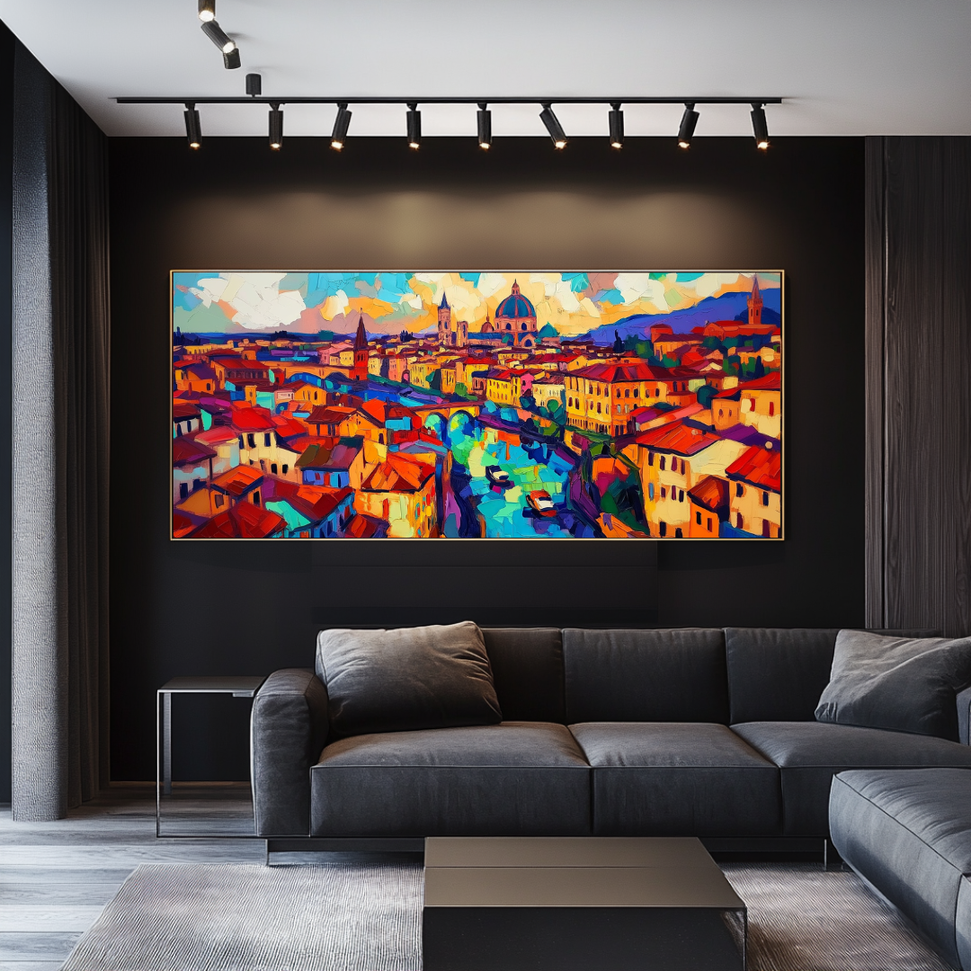 Ultrawide panoramic canvas print of Florence cityscape featuring iconic architecture by My Store