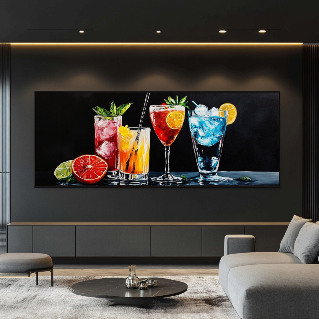 Cocktail Wall Art Canvas Print - Digital Artwork Giclée 130x77cm