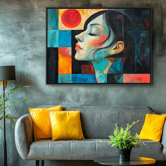 Colorful abstract digital art canvas print featuring expressive shapes by My Store