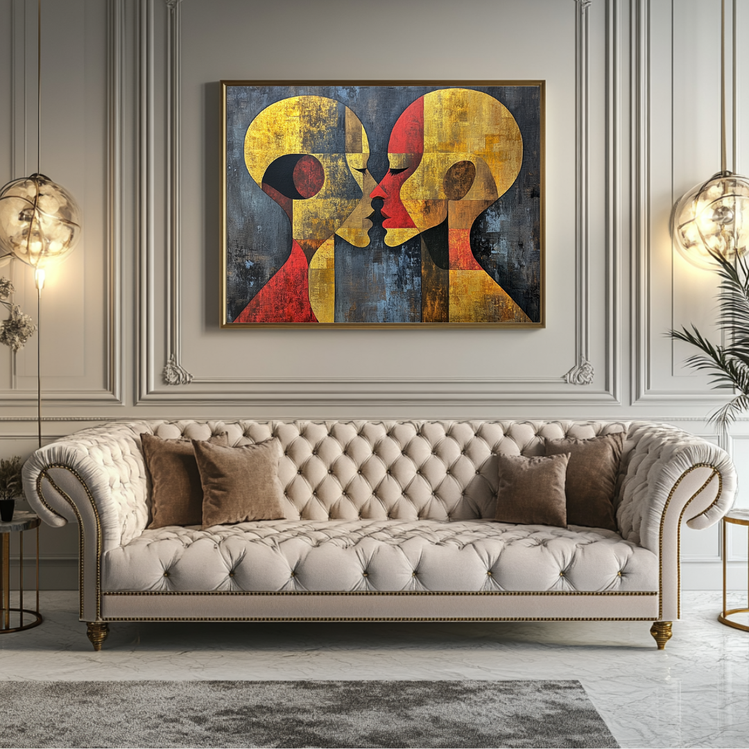 Abstract figure giclée canvas wall art in vibrant colors, 130x93cm, by My Store for bedroom decor.