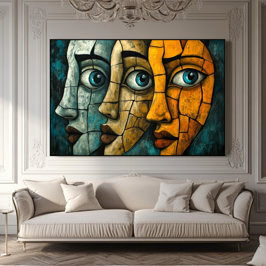 Large abstract art canvas print featuring vibrant colors and fluid shapes, perfect for contemporary apartment decor by My St